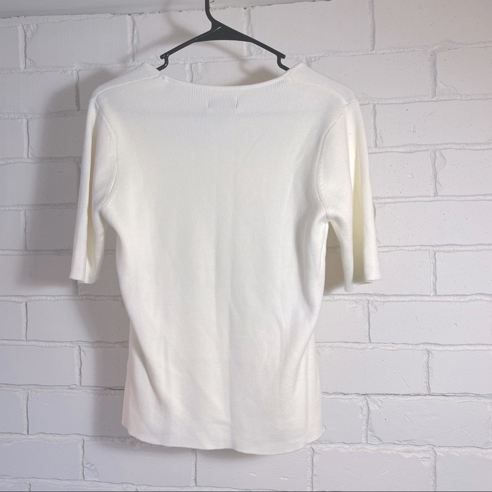 Yarnworks white short sleeve blouse size medium new with tags - Picture 2 of 5